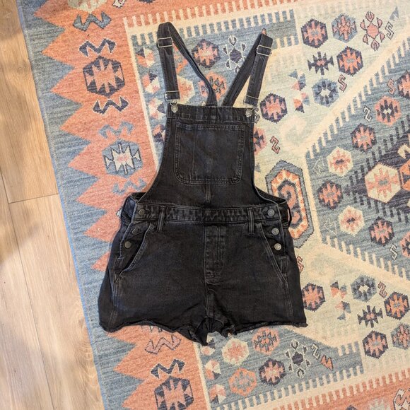 Madewell Adirondack Short Overalls in Washed Black Size Medium - Picture 4 of 7